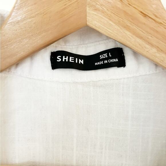 SHEIN Mens Sunflower Print Button-Down Shirt Top Cotton Collared Size L Large - Picture 3 of 6